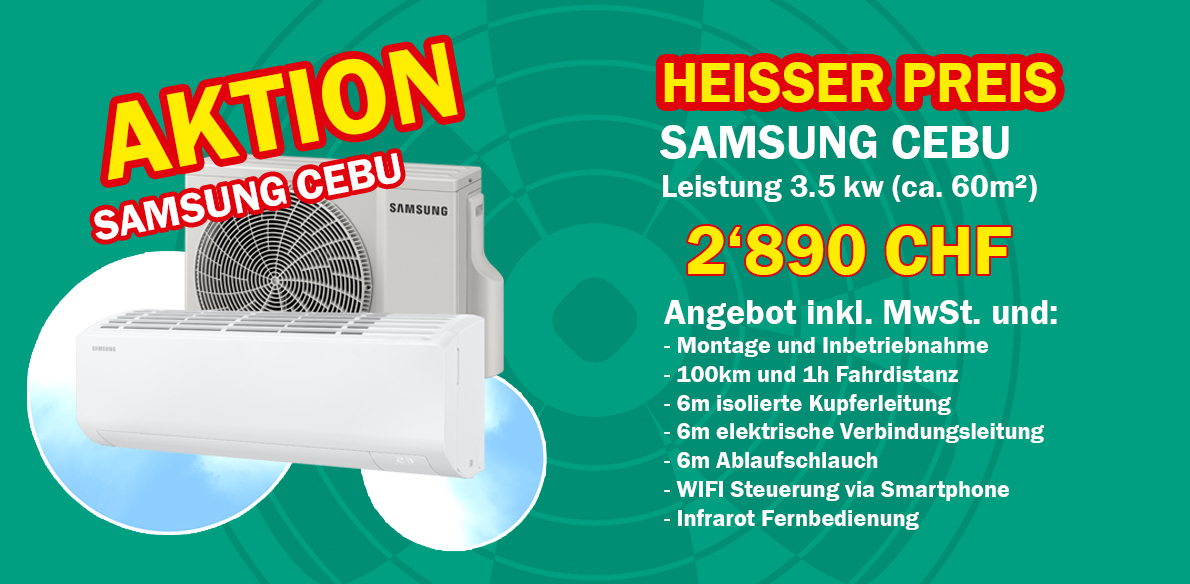 Aktion Samsung Klimaanlage, Klimaservice Widmer Wettingen